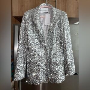 Silver Sequin Women's Blazer Jacket